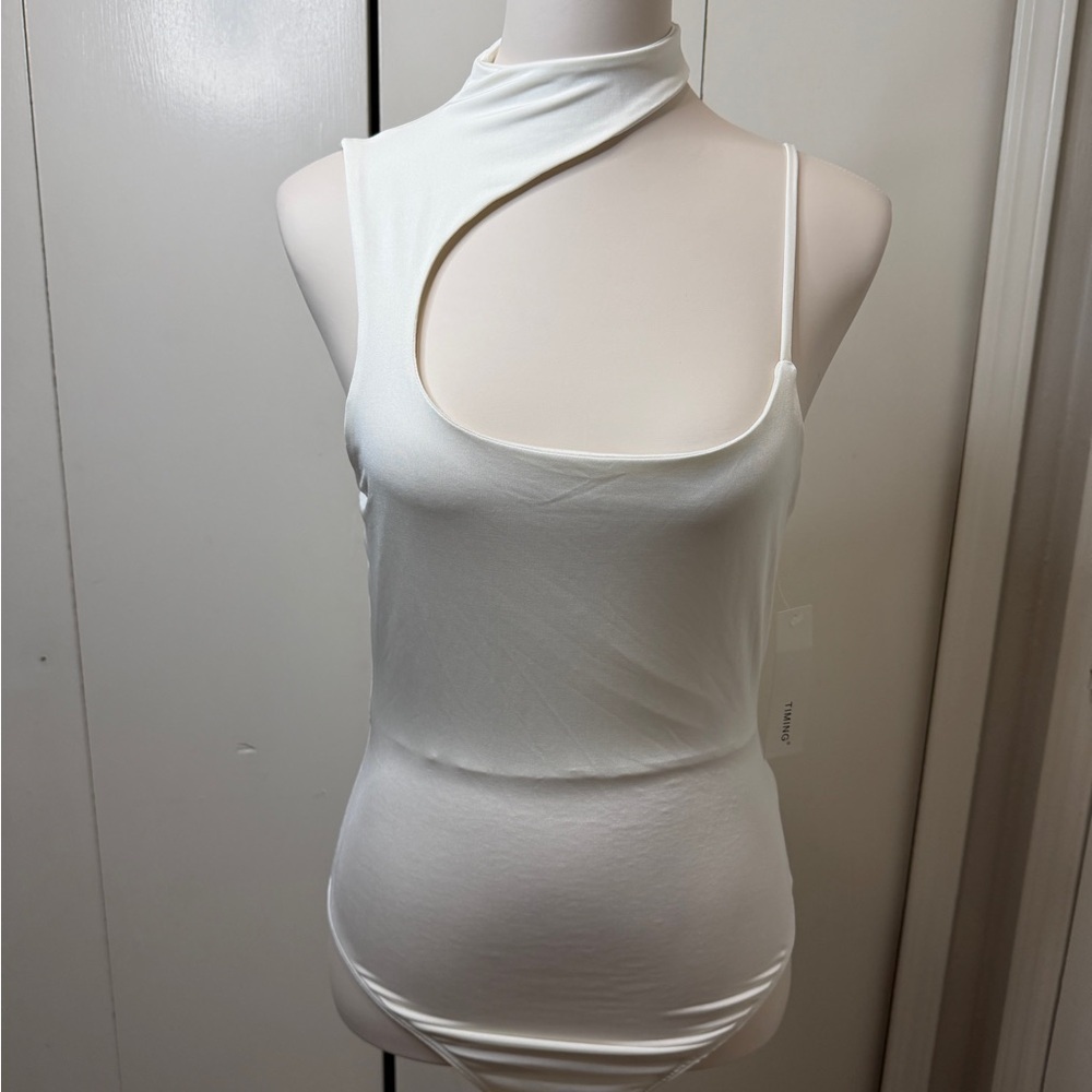 Timing  Forever 21 White Cutout Bodysuit